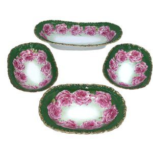 Steinmann a la France Pink Roses Celery Salt Condiment Dish Hand Painted Germany